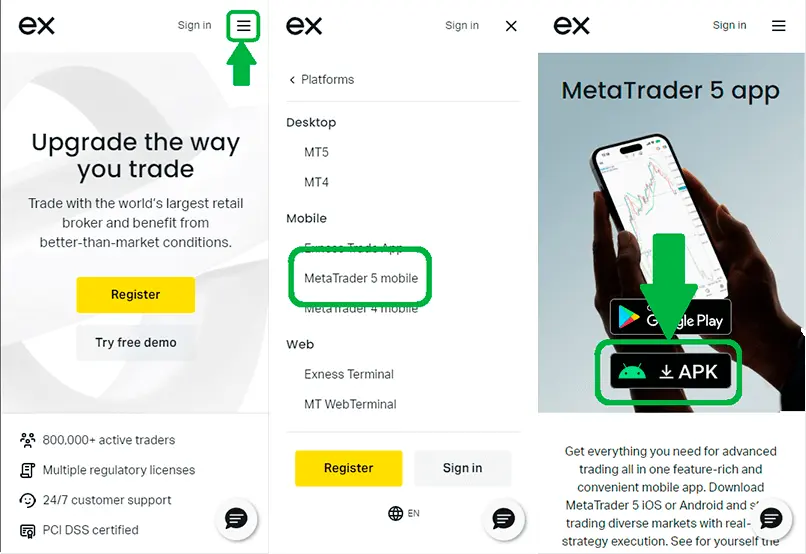 另一种方法下载 MetaTrader5 exness apk 档案